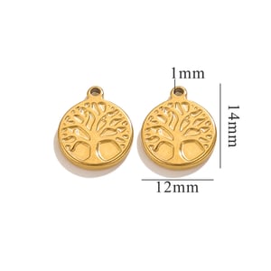 1 Piece Simple Retro Style Cartoon Tree Shape Stainless Steel  Gold Color Women's Pendant h5 